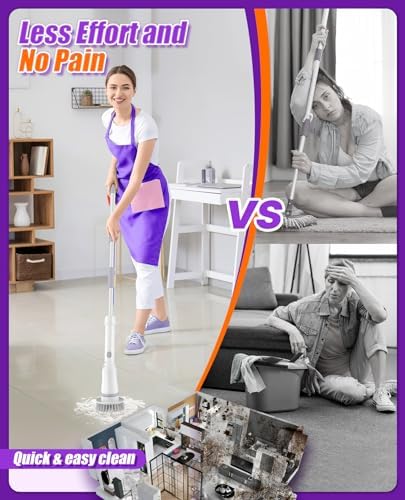 6-in-1 Cordless Electric Spin Scrubber with Long Handle