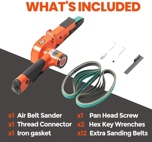 3/4" x 20.5" Air Belt Sander with 12Pcs Zirconia 40/60/80/120 Grit Belts