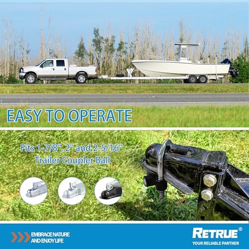 RETRUE Trailer Coupler Lock, Adjustable Hitch Ball Lock, Matte Black