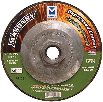Mercer Industries 621070 - 4-1/2" x 1/4" x 5/8"-11 Type 27 Grinding Wheels for Masonry (20 pack)