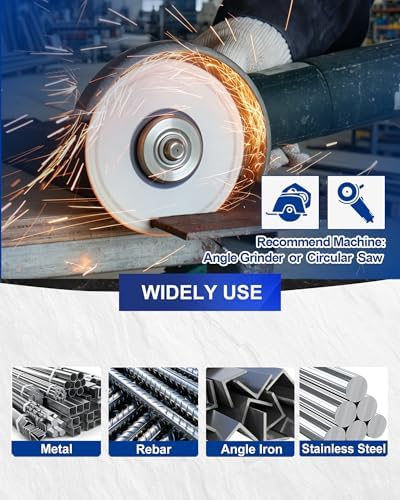 SHDIATOOL 4-1/2 Inch Diamond Metal Cutting Wheel 5PCS, Vacuum Brazed Cut Off & Grinding Disc for Angle Grinder, Cuts Rebar Steel Stainless Aluminum, 7/8" Arbor with Reducer Ring