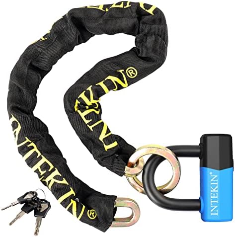 Motorcycle Chain Lock 3.6FT Bike Lock 10mm/0.42inch Thick Security Chain Locks Heavy Duty Bike Lock with 16mm/0.64inch Disc Lock for Gates, Fences and Outdoor Equipment