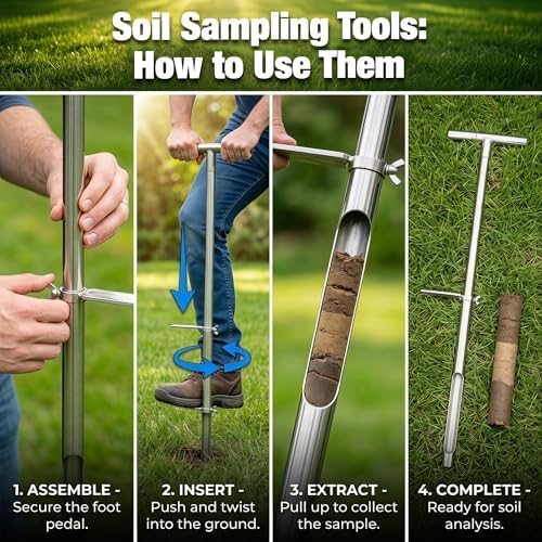 HOMAR 36 Inch Soil Sample Probe Stainless Soil Sampler Kit | T-Handle Soil Probe Rod For Golf Courses and in Gardening Soil Core for Use with Soil PH Meter Soil Moisture Probe