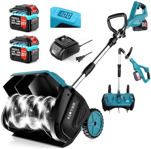 Cordless Snow Shovel with Wheels, 16 Inch Brushless Electric Snow Blower