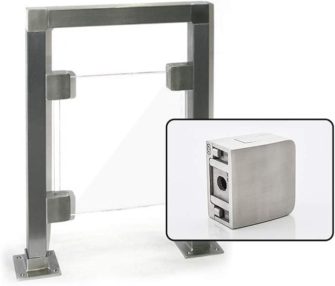 4-Pack Square Glass Clamps, 304 SS, 6-12mm, Polished (LIUCHONGYANG99)