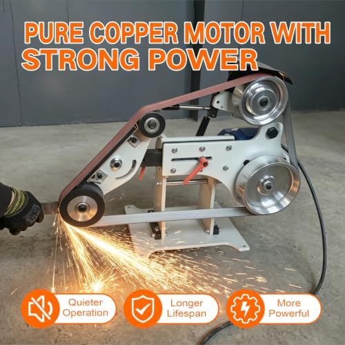 JLD Professional Belt Grinder Sander, 2x72 Inch Belt, 1500W Electric Motor with 2.2KW VFD, 2 sets of grinding kits with 3 grinding methods,Vertical and Horizontal operation includes 3 sanding belts.