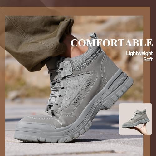 GUSAYEX Steel Toe Boots for Men Puncture Resistant Work Boots