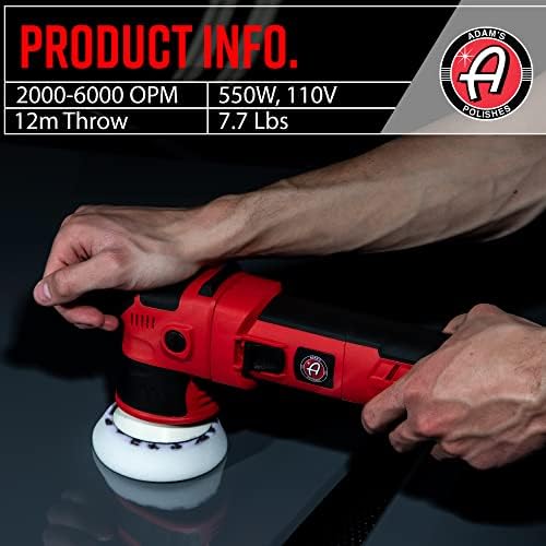 Adam's 12mm SK Pro Car Polisher Kit (16 Item) - Professional Buffer Polisher for Car Detailing & Scratch Repair - Includes Microfiber Towels, Polish, Compound, Pads, Tools, Carry Tote, & More