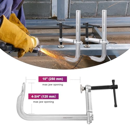 MAXPOWER Thick Rail F Clamp, 10" Opening, 4-3/4" Throat