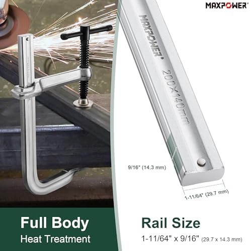 MAXPOWER Thick Rail F Clamp, 8" Jaw Opening, 5-5/8" Throat