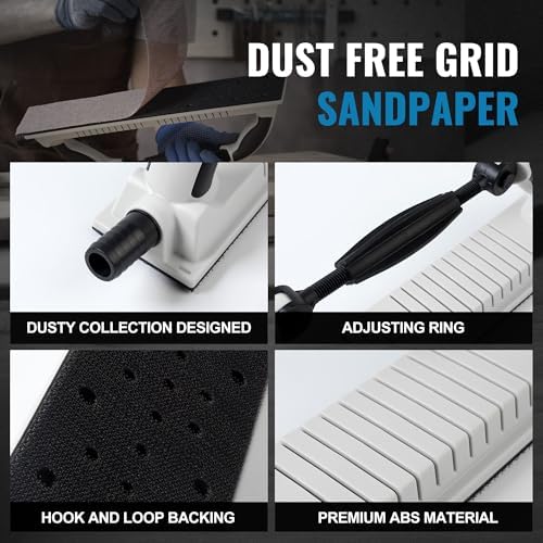 S SATC 2-3/4" x 15-3/4" Adjustable Radius Longboard Flexible Sanding Blocks with Hook & Loop Backing Include 10PCS 5 Girts Mesh Sandpapers for Sanding Auto Body Woodworking