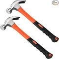2pcs 8oz Straight Rip Hammer, Fiberglass General Purpose Claw Hammer, with Smooth Face & Non-slip Grip
