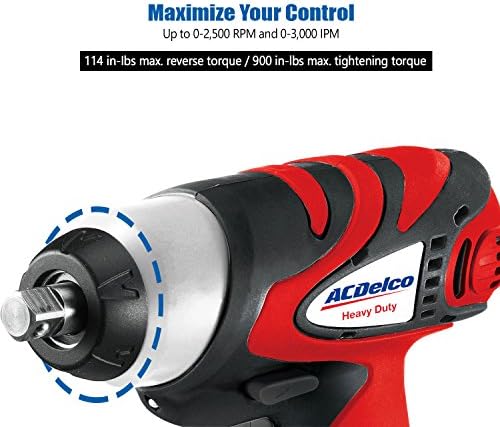 ACDelco ARD847Li Cordless 8V Li-ion compact Drill/Driver Impact Wrench 3 PC Combo Kit with Case, LED Work Light, 2-Port Charger, and 2 Batteries