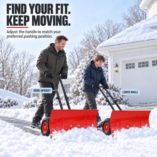 Snow Shovel with Wheels, for Efficient Snow Removal (Single Bar - Yellow)