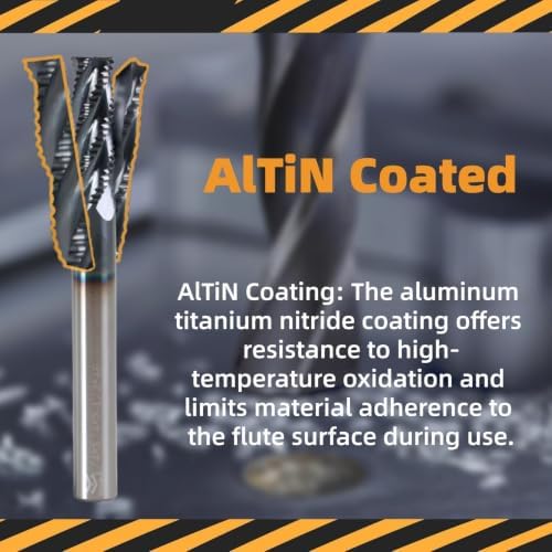 1/4" 4 Flute Roughing End Mill AlTiN Coated Carbide, 1Pcs