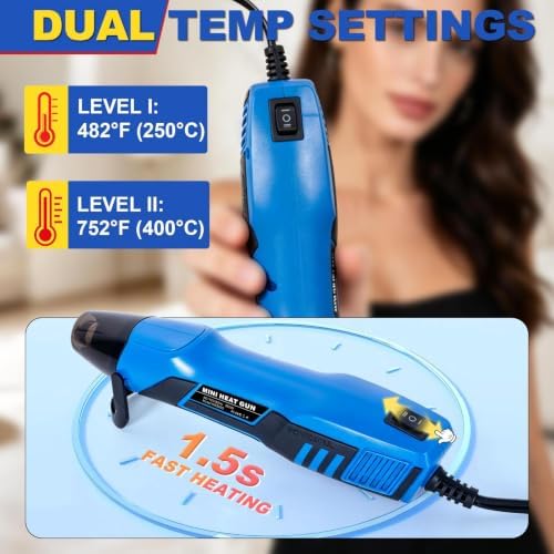350W Mini Heat Gun for Heat Shrink Tubing, 460PCS 10-26 AWG Solder Seal Wire Connectors & Waterproof Shrink Tube Kit, Portable Hot Air Gun with 2-Temp Max 752°F (400°C) for Automotive, Wiring Repair