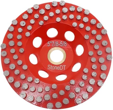 5” Concrete Grinding Wheel, Diamond Grinding Cup Wheel for Marble Granite, Angle Grinder Cup Wheel Fits 7/8-5/8 Inch Arbor, 16/20 Coarse Grit, Dot Segment