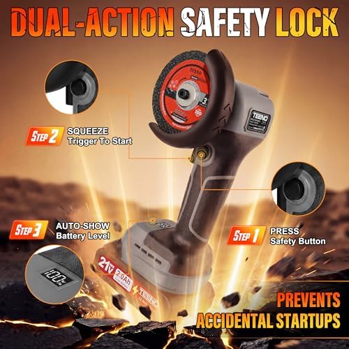 TEENO Cordless Angle Grinder 3", 21V Mini Cut-Off Tool, LCD Display, Gray