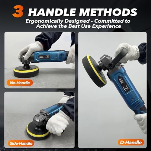 Buffer Polisher, 6 Inch/7 Inch 1600W Rotary Car Buffer Polisher Waxer, 7 Variable Speed 1000-3500 RPM, Detachable Handle for Waxing, Polishing & Scratch Removal