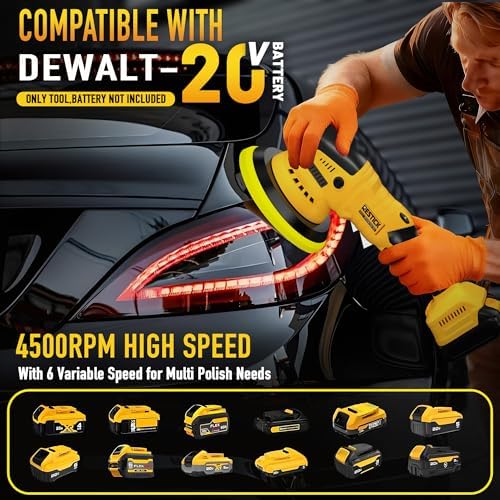 Cordless Buffer Polisher Compatible with Dewalt 20V Battery, 7500RPM | Dual Action | 6 Variable Speed | 6-Inch, 2026 New Upgraded Brushless High Power Orbital Car Polisher (Tool Only)