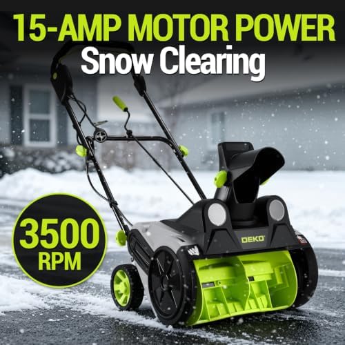 Corded Snow Blower:15A Motor, 18-Inch Electric Snow Blower, Electric Snow Shovel with 25ft Throwing Distance, Dual LED Lights, 3200rpm Snow Thrower DEKOPRO