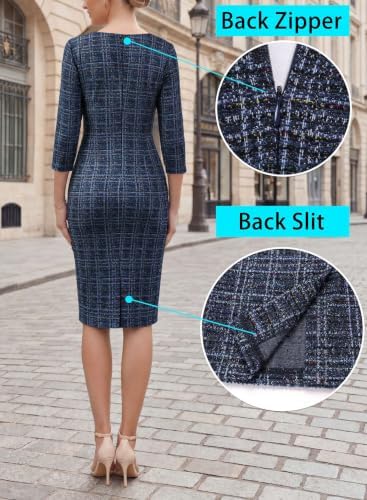 VFSHOW Womens Work Business Office Zipper Up Slim Bodycon Sheath Dress