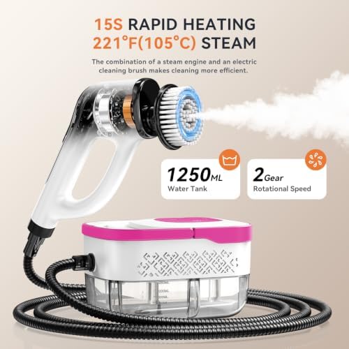Steam Cleaner, Electric Spin Scrubber Portable Steamer for Cleaning