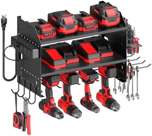 CCCEI Modular Power Tool Organizer Wall Mount with Charging, Black, 1 Pack