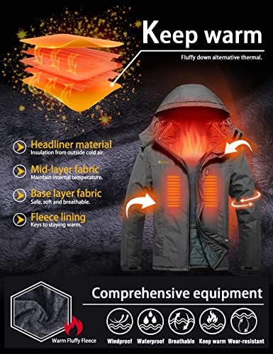 GEMYSE Men's Winter Ski Jacket Waterproof Snow Coat with Detachable Hood