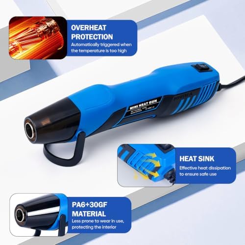 350W Mini Heat Gun Kit with 300pcs Waterproof Solder Seal Wire Connectors & 3:1 Heat Shrink Tubing, Dual-Temp 482°F/752°F (250°C & 400°C) Fast Heating for Automotive, Marine, Wiring Repair 10-26 AWG