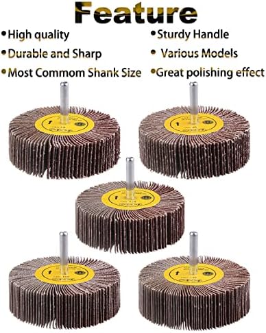 Rocaris 1/4" Abrasive Flap Wheel Sander Set, 80 Grit Aluminum Oxide Flap Wheels Cylindrical Shape Sanding Wheel, 8 Sizes (10)