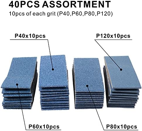 40 Pack Sanding Belts Replacement 2-3/8 x 10-1/4" Size - 10 Each of 40/60/80/120 Grits Zr-Corundum Sanding Belt (2-3/8" x 10-1/4" Belts)
