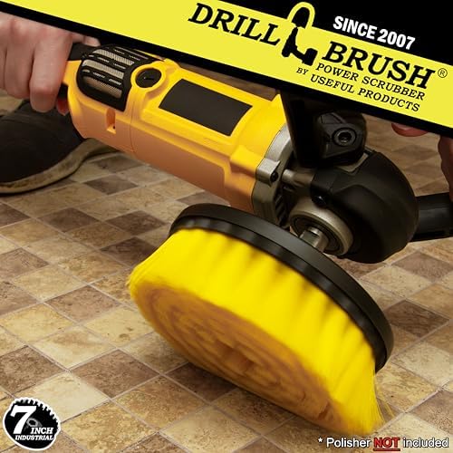 7in Boat Brush Variable Speed Polisher Attachment - Medium Yellow Bristles