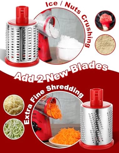 Geedel Rotary Cheese Grater Hand Crank, Cheese Shredder Vegetable Slicer