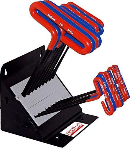 EKLIND 50918 Cushion Grip Hex allen wrench T-Handle Key Combo- 9in Inch/MM (2 sets 18pc) w/ stand