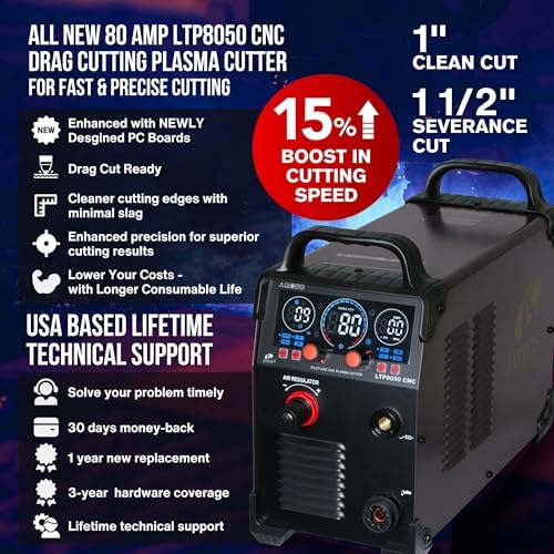 LTP8050CNC 80A CNC Drag-Cut Blowback Plasma Cutter 220V