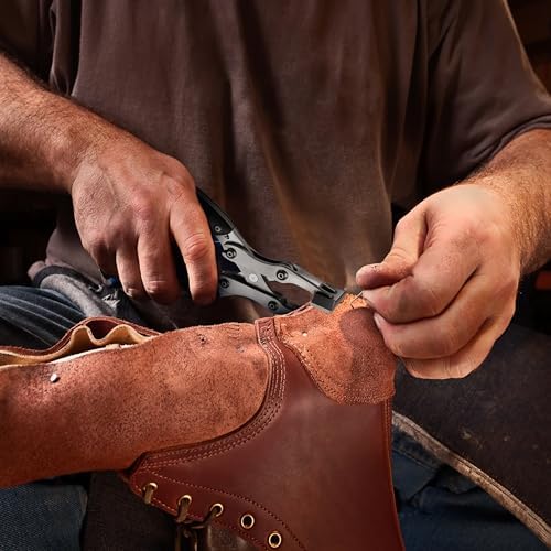 Leather Flat Plier 7.5 inch Flat Nose Plier Wooden Handle Leather Work Clamp Press Parallel + Cross Structure for Crafting DIY Projects