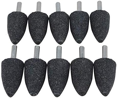50Pc 1/4" Shank Brown Corundum Grinding Head Cone Shaped Grinding Wheel Abrasive Mounted Grinding Point Stone Rotary Tools Deburring Polishing -Diameter:25mm