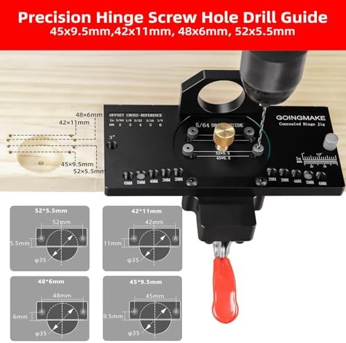 GOINGMAKE Metal Concealed Hinge Jig with Quick Clamp,35mm Cabinet Hinge Jig