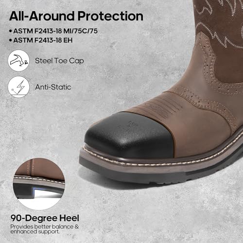 NORTIV 8 Steel Toe Work Boots for Men