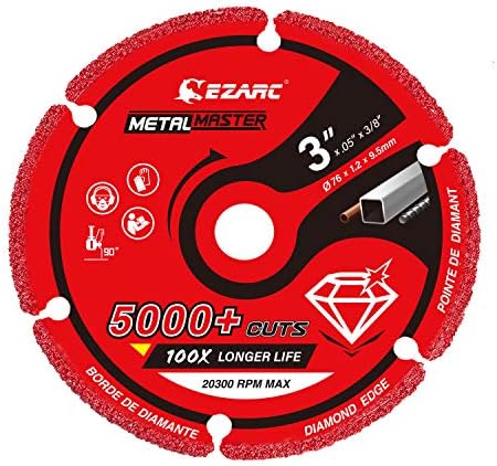 EZARC Diamond Cutting Wheel 3 x 3/8 Inch for Metal, Cut Off Wheel with 5000+ Cuts on Rebar, Steel, Iron and INOX