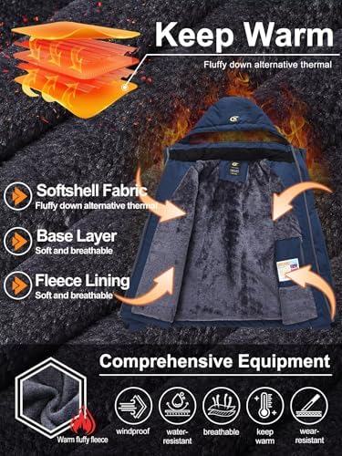 QPNGRP Mens Waterproof Ski Snowboard Jacket Winter Windproof Snow Coat