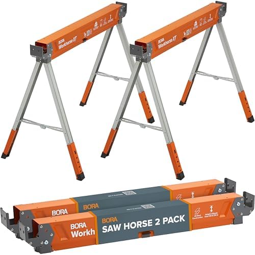 BORA Workhorse XT Saw Horses 2 Pack Adjustable Folding Heavy Duty Sawhorse