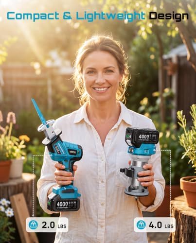 SEESII 2-in-1 Brushless Reciprocating Saw & Wood Router Tool Combo Kit
