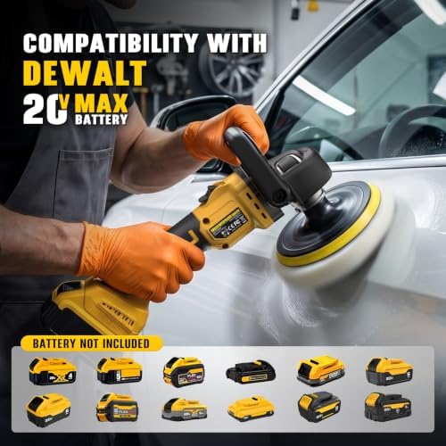 Rotary Buffer Polisher Kit 7 Inch/6 Inch for Dewalt 20V Battery (Tool Only)