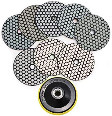 DT-DIATOOL Dry Diamond Polishing Pads 4 Inch for Granite Marble Quartz Stone Countertop Tiles Plastic Mixed Grits Plus Plastic Backer