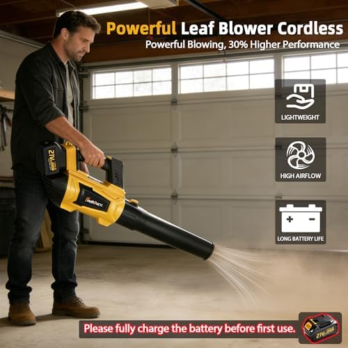 Leaf Blower Cordless - Cordless Handheld Leaf Blower with 21V 2 Rechargeable Batteries, Lightweight Electric Blower for Lawn, Yard, Garden, Patio, Leaves, Dust, Snow Cleaning, 750 CFM 260 MPH