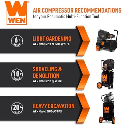 WEN 61635 5-in-1 Pneumatic Multi-Function Tool with Scraper, Shovel, and Chisel Attachments