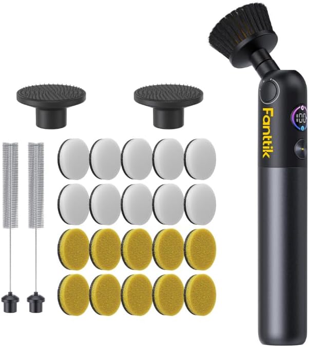 Fanttik Flip G10 Nano HomeCare Cordless Electric Spin Scrubber & 24 PCS Replacement Pads for Fanttik G9 Nano, Flip G10 Nano HomeCare & AutoCare Cordless Electric Spin Scrubber