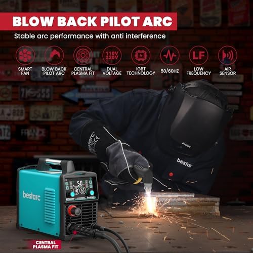 Bestarc Plasma Cutter, [Blow Back Pilot Arc][Large LED][Air Sensor] 50A